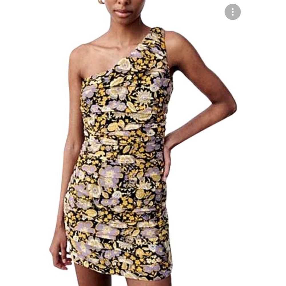 Zara One shoulder Floral Party Mini Dress. Size M